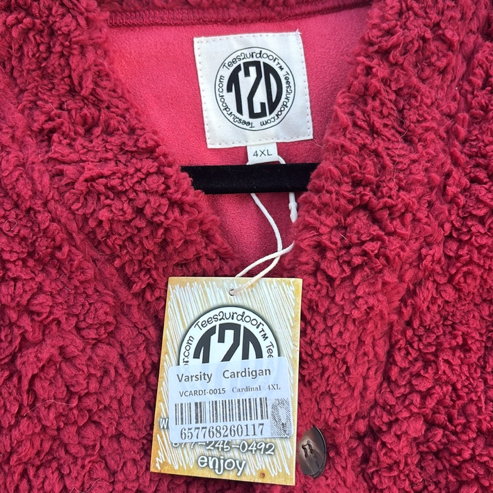 Cardinal Red Fuzzy Shacket - Picture 2 of 2